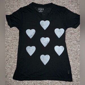 For The Republic denim Hearts T-shirt small​